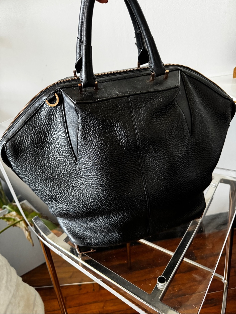 Alexander Wang Emile Pebbled Black Leather Tote Bag